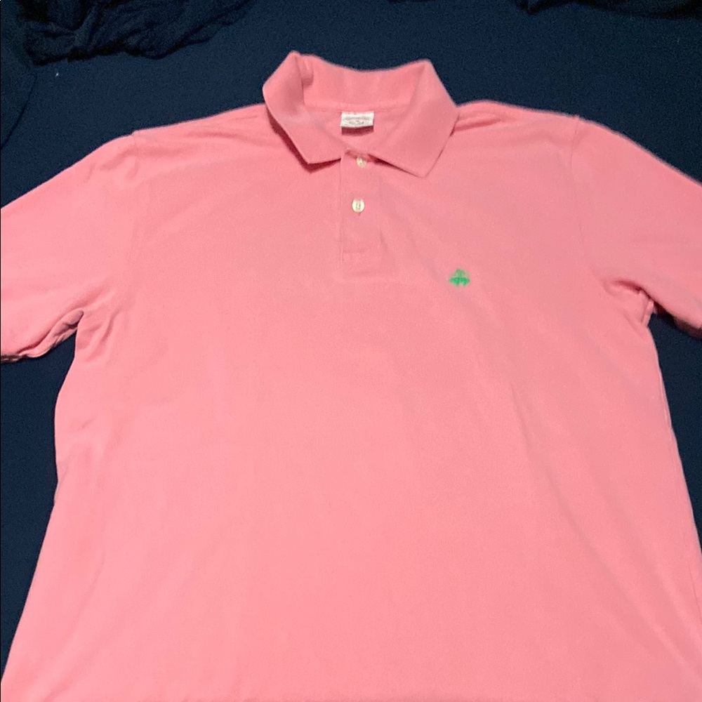 Brooks Brothers Pink Polo Shirt with Green Logo
